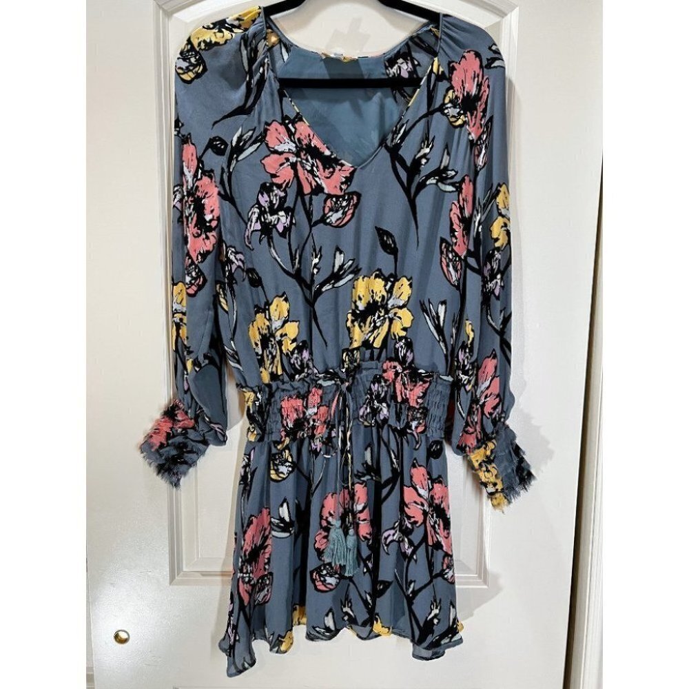 Ramy Brook Gray Blue Floral Milene Dress $465 - Picture 7 of 14